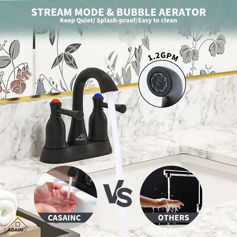 4 in. Center Set Double Handle Bathroom Sink Faucetwith Pop-up Drain