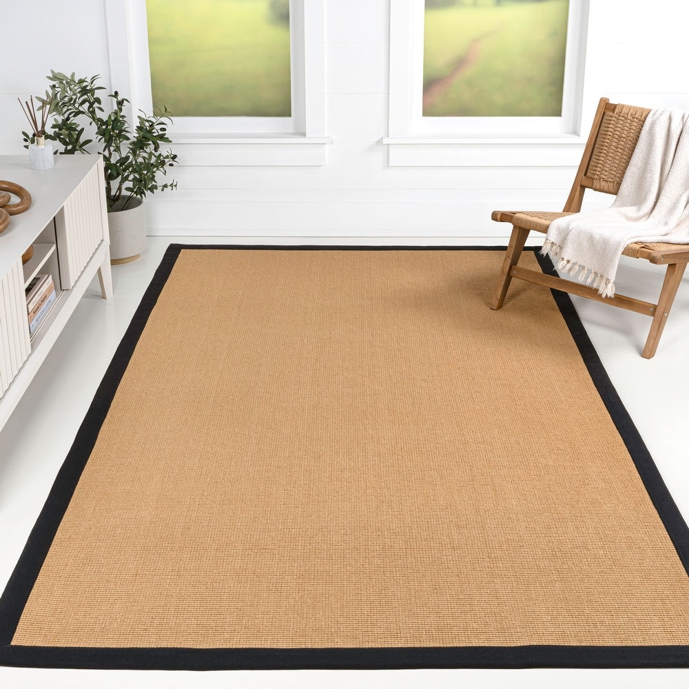 Camden Farmhouse Cottage Border Jute Area Rug