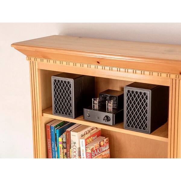 Shop Monoprice Retro Bookshelf Speakers 4 Inch 2 Way Black Pair