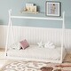preview thumbnail 1 of 12, Wood Twin Size Tent Bed for Kids, Low-Floor Bed, House Shape Tent Bed Frame for Boys Girls Teens, Without Slats White