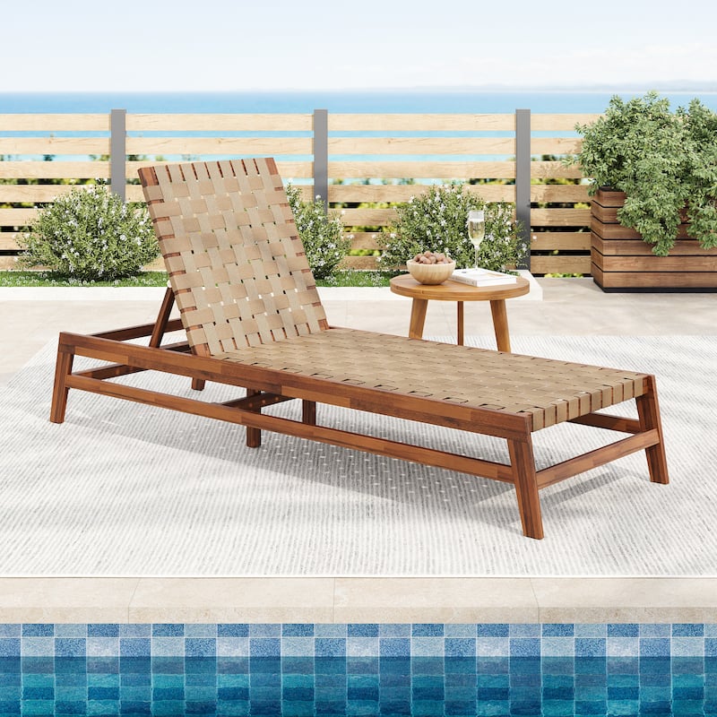 Christopher Knight Home - Benfield Outdoor Acacia Wood and Rope Chaise Lounge - Light Brown,Mocha