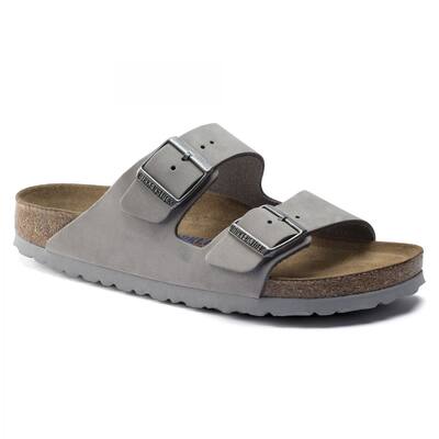 Birkenstock Arizona Soft Footbed Dove Gray Nubuck Leather Sandal Regular Width 1020877