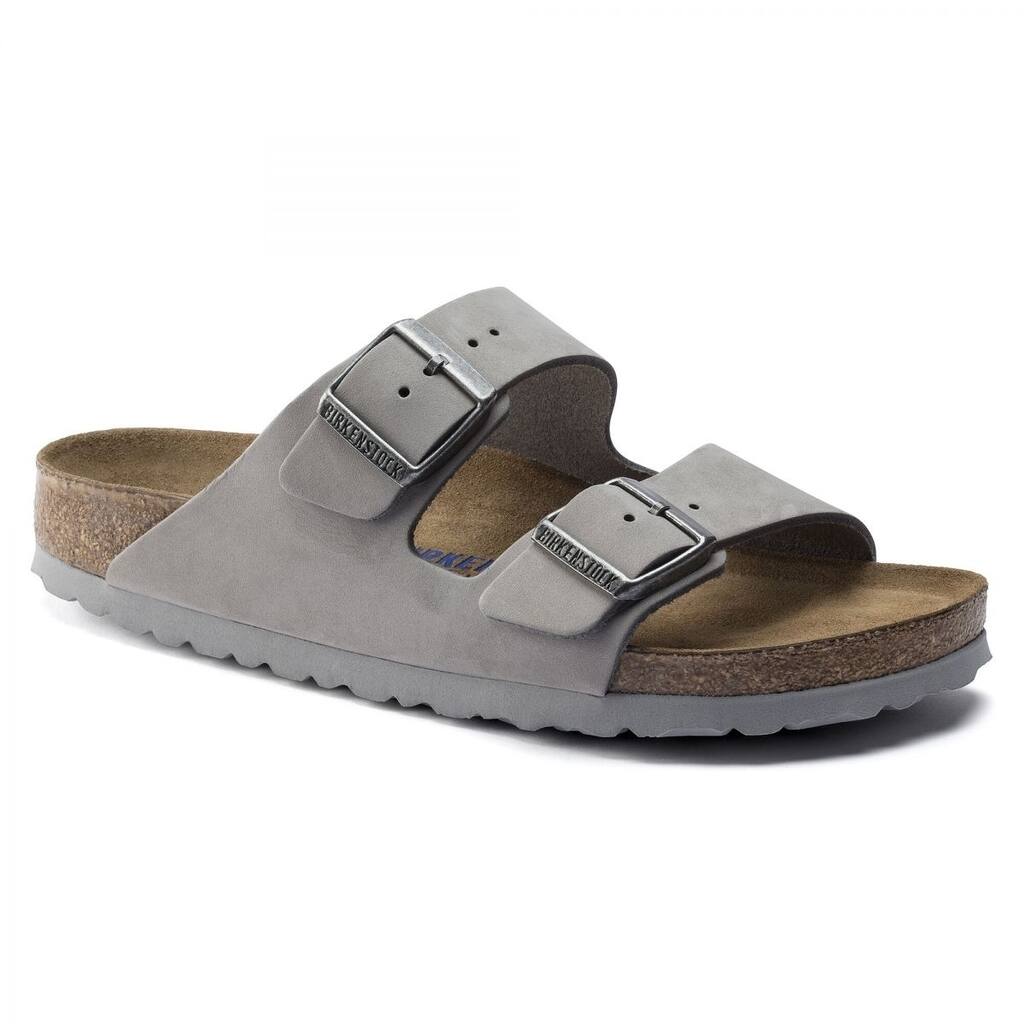 Birkenstock Arizona Soft Footbed Dove Gray Nubuck Leather Sandal Regular Width 1020877