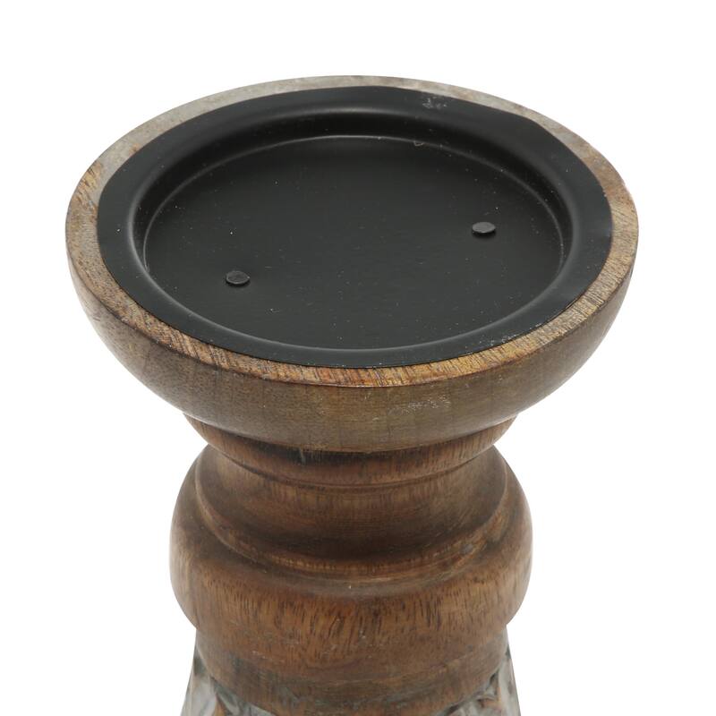 Bronze Wood Decorative Candle Holder (Set of 3)