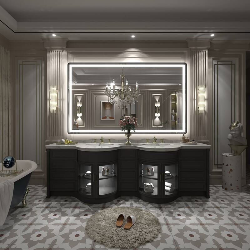 UL Certified Black Metal Framed LED Front Light and Backlit Anti-Fog Wall Bathroom/ Vanity Mirror