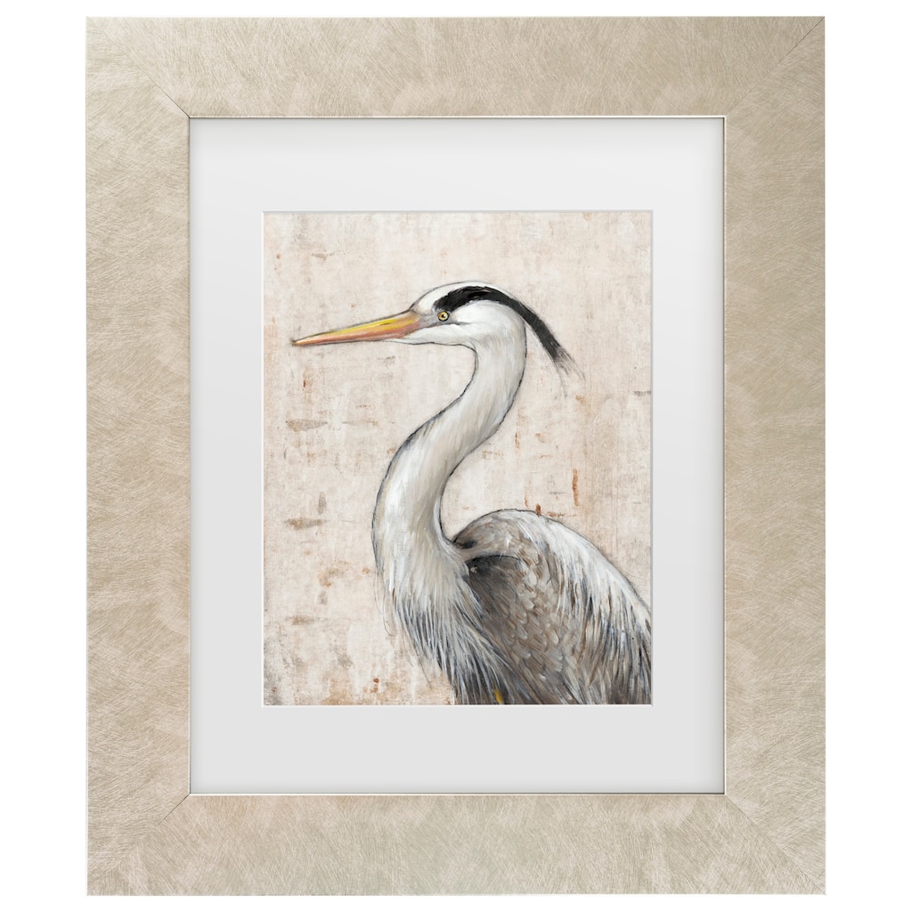 Tim O'Toole 'Grey Heron II' Matted Framed Art