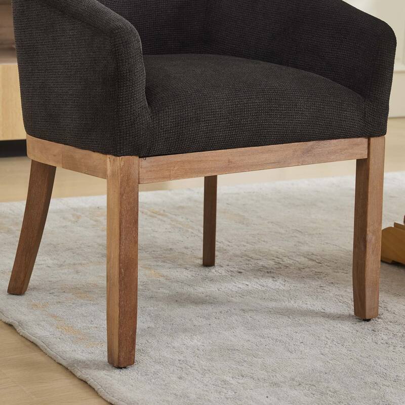 GDF Studio - Winslow Mid-Century Modern Barrel Dining Chair with Arms and Linen Upholstery