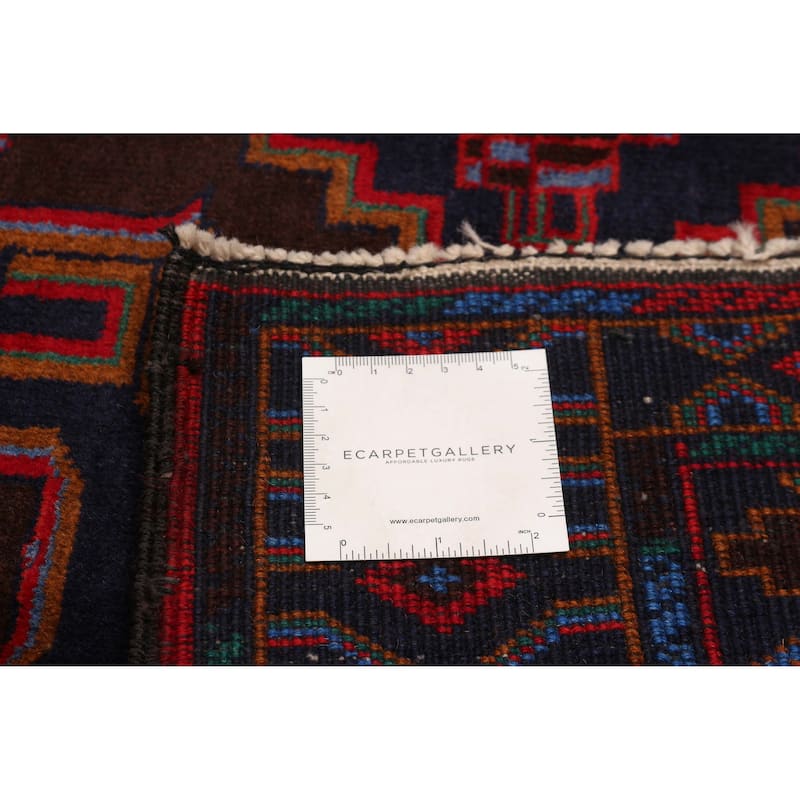 Teimani Navy, Red Rug 3'11" x 6'11" - 3'11 x 6'11
