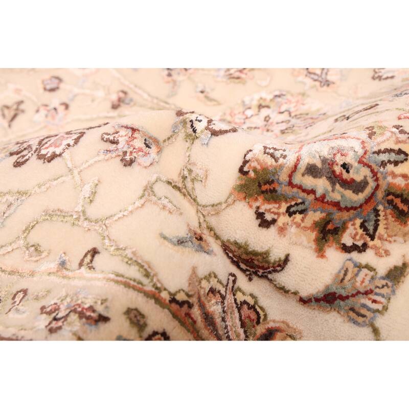 ECARPETGALLERY Hand-knotted Mirzapur Cream Viscose, Wool Rug - 6'3 x 9'10