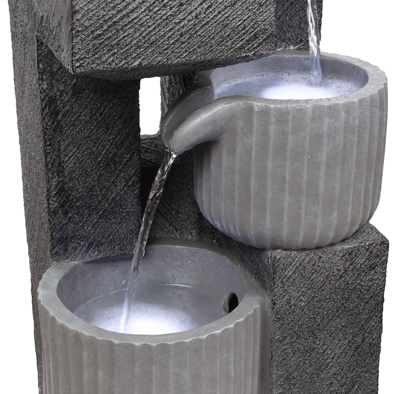 5-Tiered Pot Fountain with LED Lights