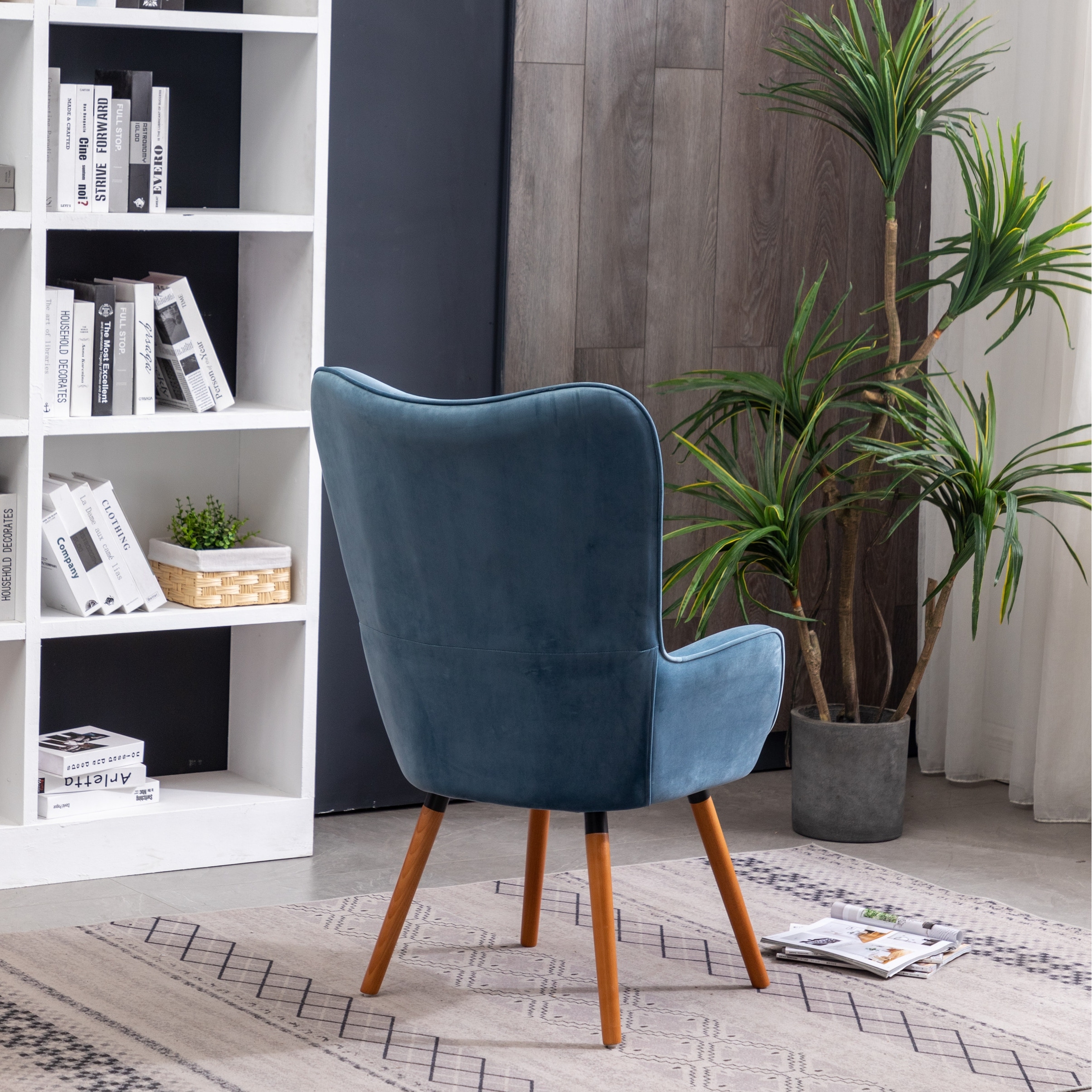 Tufted high back shop velvet accent chair