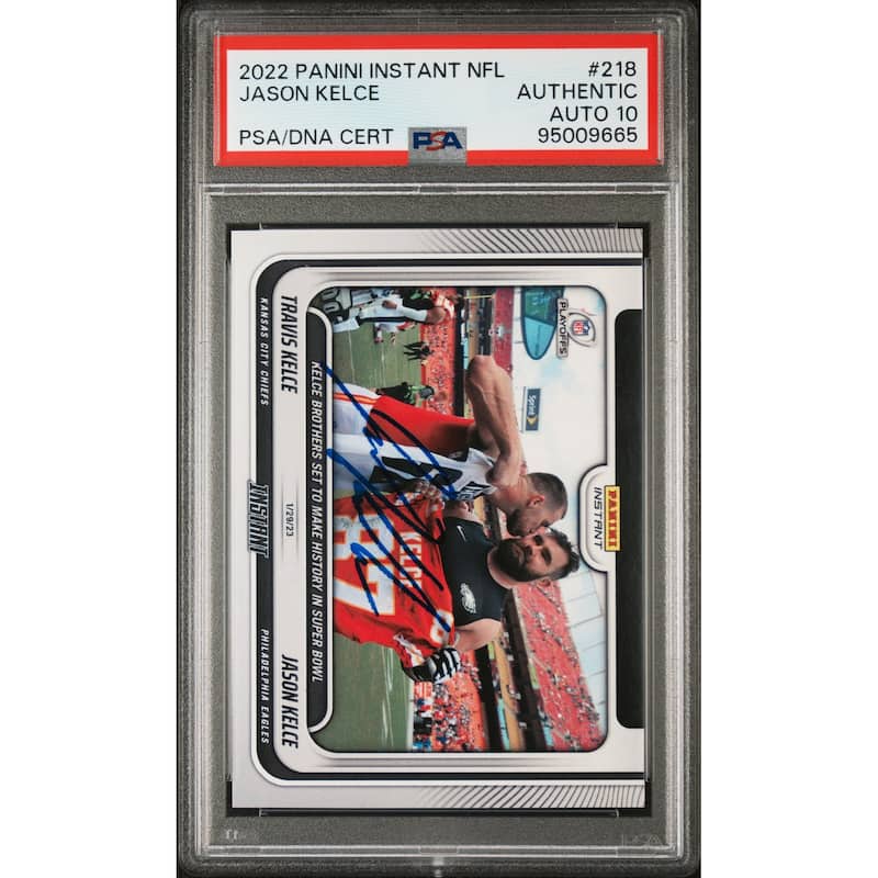 Jason Kelce 2022 Panini Instant Signed Football Card #218 Auto PSA 10 95009665 - 8'6" x 11'6"