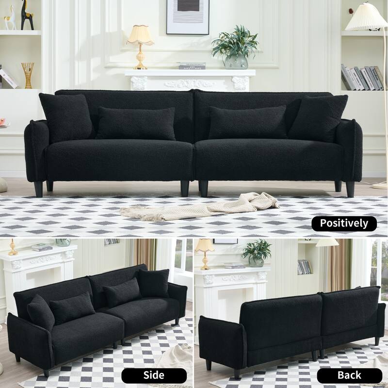 97-inch Black Teddy Velvet Sofa with Foam and Spring