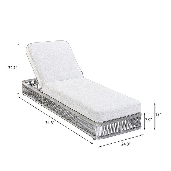 dimension image slide 0 of 2, Patio Recline Chairs Adjustable Chaise Lounge with Cushions (Set of 2)