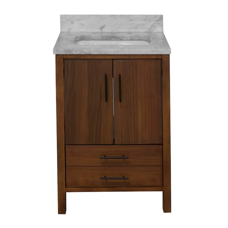 KitchenBathCollection California 24" Bathroom Vanity with Carrara Marble Top