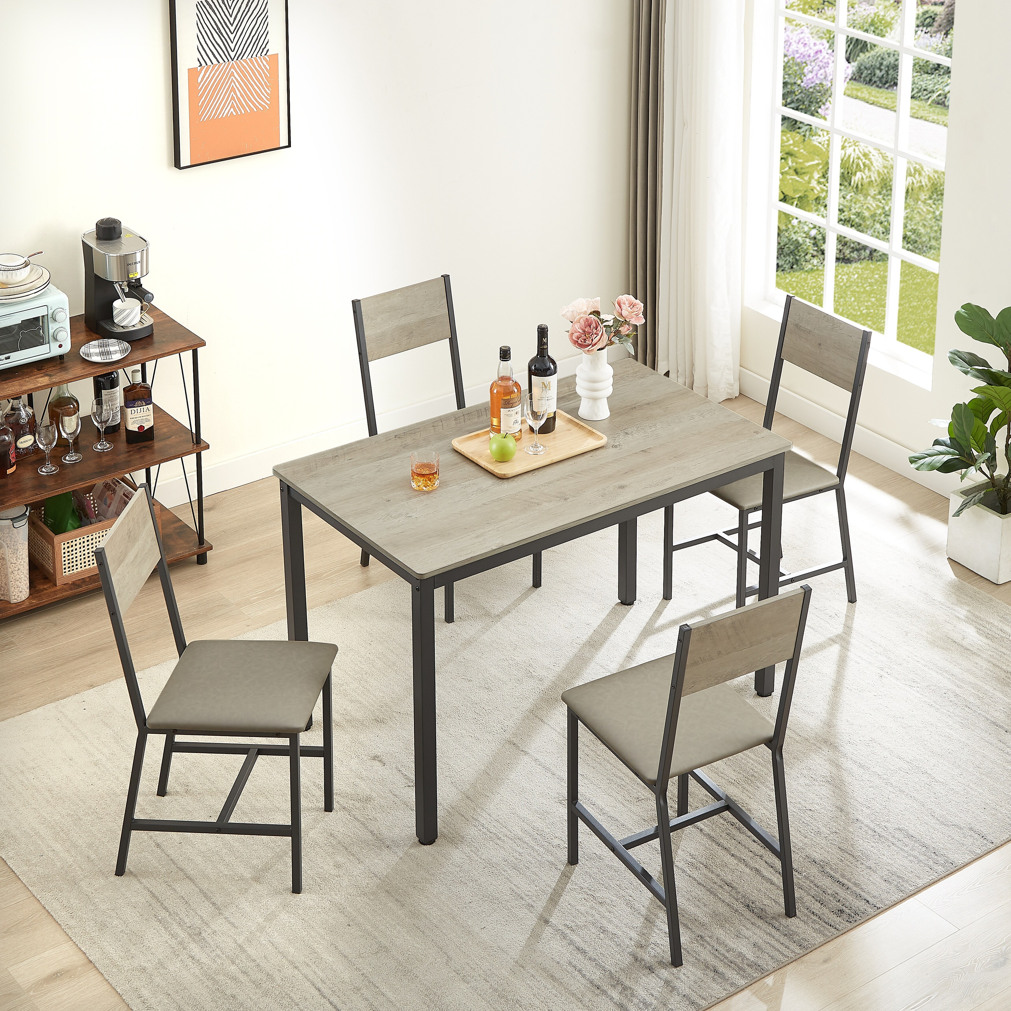IDEALHOUSE Dining Table For 4, Small Table And Chairs Set Of 4