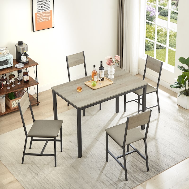 Industrial Style 5-Piece Steel Frame Dining Table Set with 4 ...