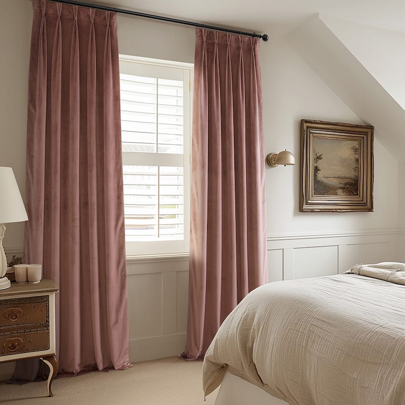 Exclusive Fabrics French Pleat Heritage Plush Velvet Room Darkening Curtains For Bedroom & Living Room Curtains (1 Panel)