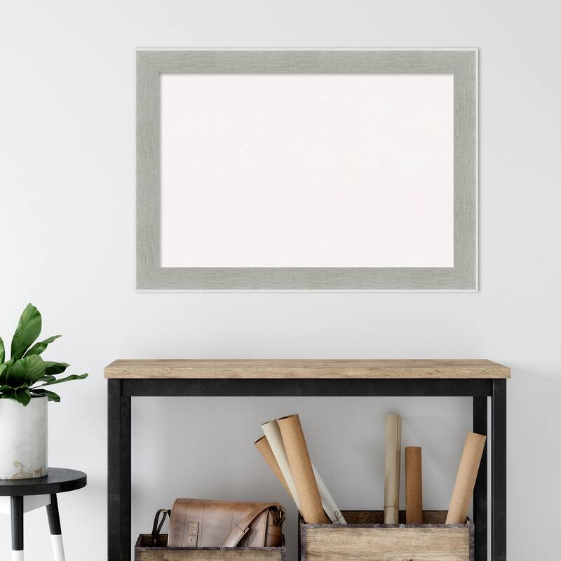 Glam Linen Grey Framed White Corkboard Bulletin Board