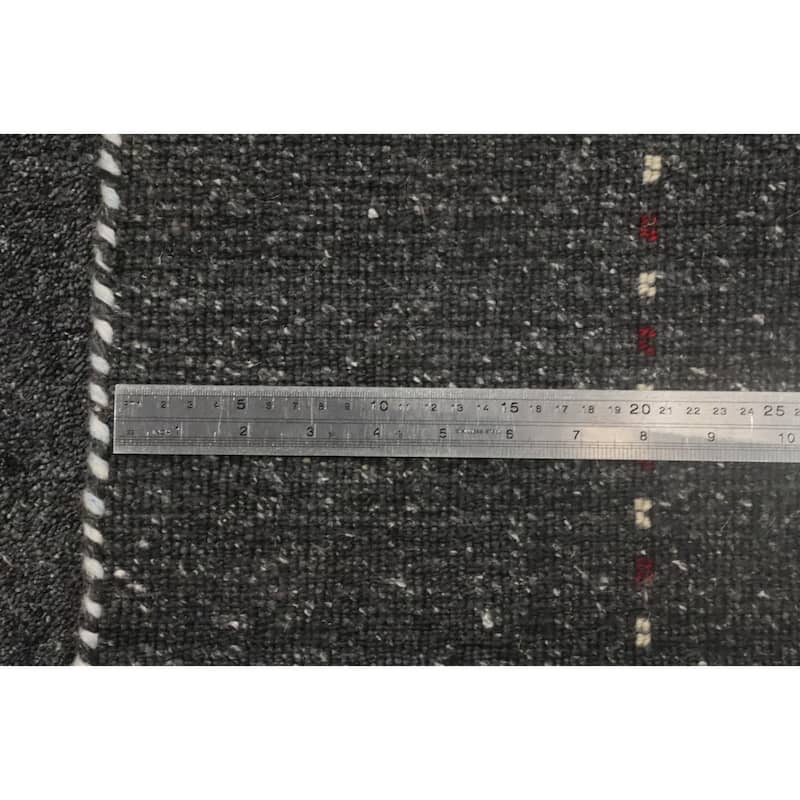 Hand Knotted Oriental 100% Wool Carpet Tribal Animal Pictorial Greys & Charcoal Gabbeh Area Rug - 8' 1'' X 7' 11''
