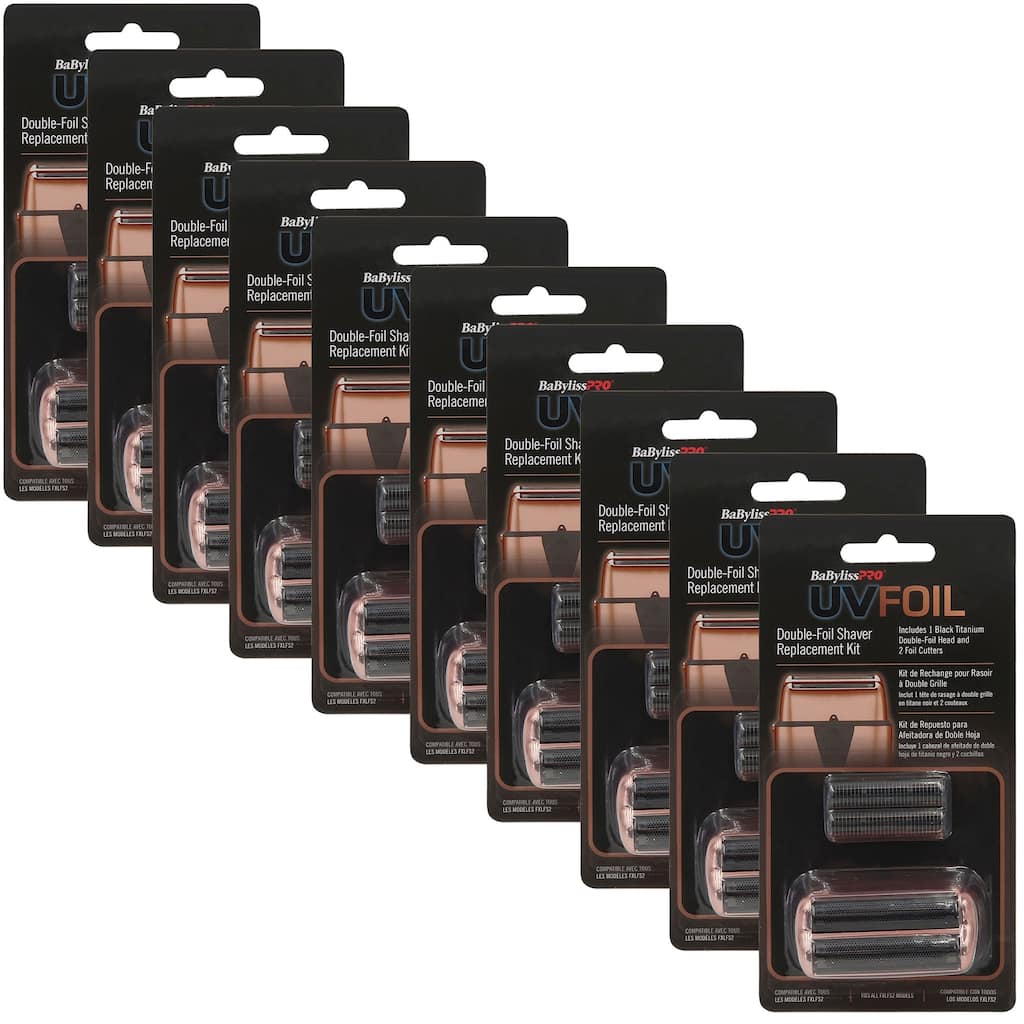 10x BaByliss Pro UVFOIL Double-Foil Shaver Replacement Kit (Double-Foil & 2 Cutters) - Rose Gold #FXLRF2RG