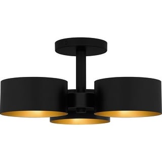 Matte Black Three Light Semi Flush Mount from the Quoizel Semi-Flush Mount Collection
