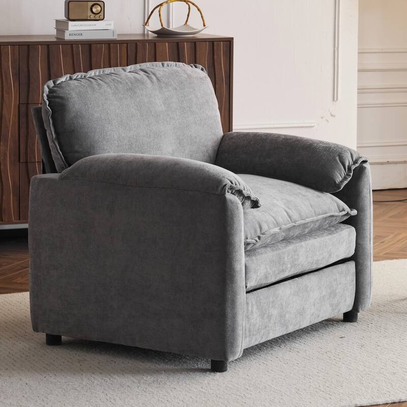 Comfortable Plush Armchair for Relaxation and Reading