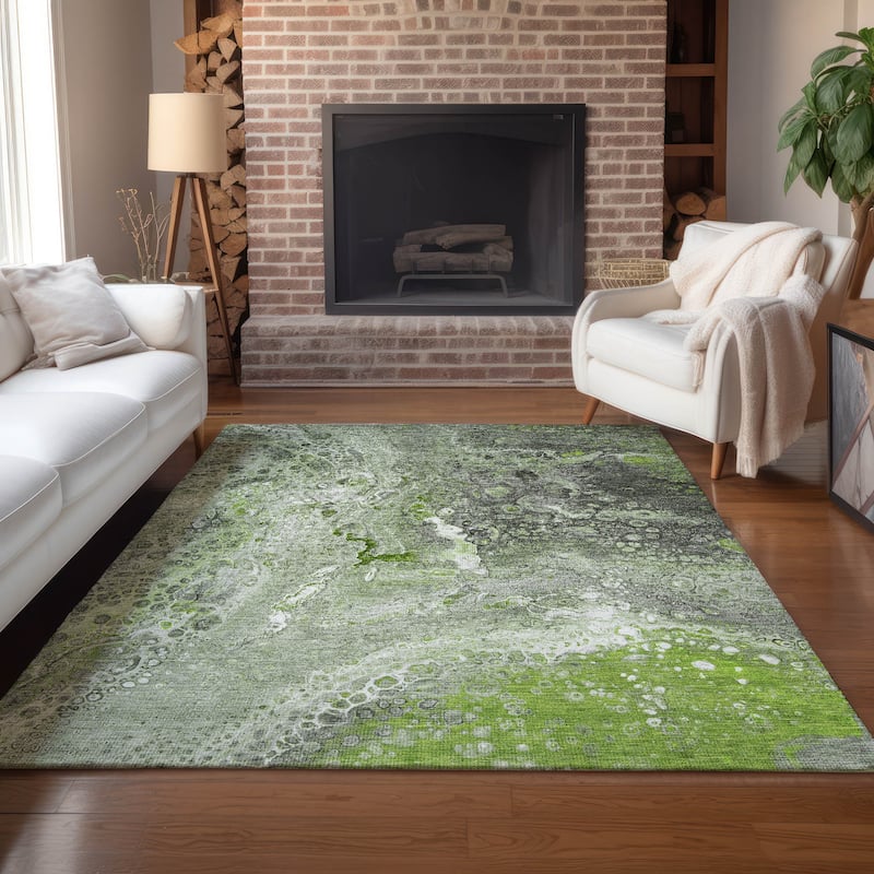 Machine Washable Indoor/ Outdoor Chantille Modern Abstract Rug - Aloe - 2'6" x 3'10"
