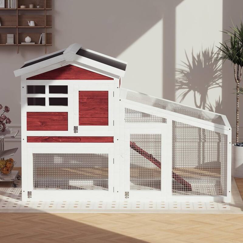 Outdoor Indoor Expandable Rabbit Hutch Chicken Coop for Backyard