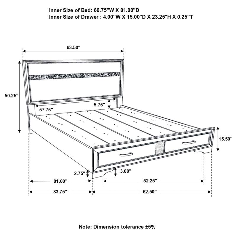 Miranda Contemporary Wood Storage Panel Bed