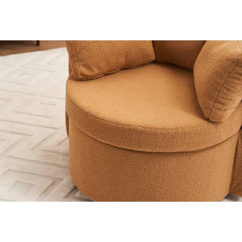 360° Swivel Chair with Storage and Throw Pillows