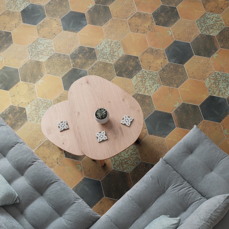 Merola Tile Maheno Hex Mix 8-5/8" x 9-7/8" Porcelain Floor and Wall Tile - Sample swatch