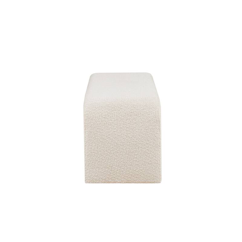 Roomfitters 42-Inch Boucle Upholstered Bench, Modern Minimalist Curved Waterfall Entryway and End of Bed Seating, Cream