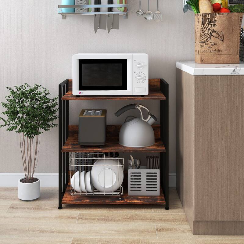 Gymax 3-Tier Industrial Bookshelf Storage Shelf Display Rack w/