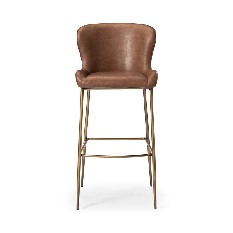 Maven Lane Naomi Metal Kitchen Stool with Vegan Leather Upholstery