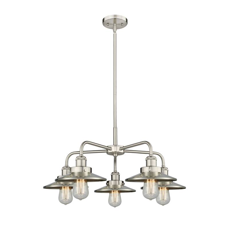 Innovations Lighting Ballston Urban - 5 Light 26" Stem Hung Chandelier - Satin Nickel/Brushed Satin Nickel