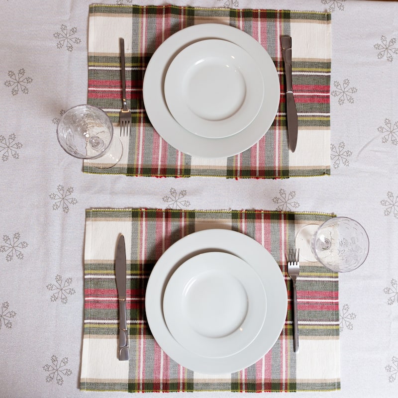 Fabstyles Celebration Plaid High Quality Cotton Placemats Set of 4 - 13"x19"