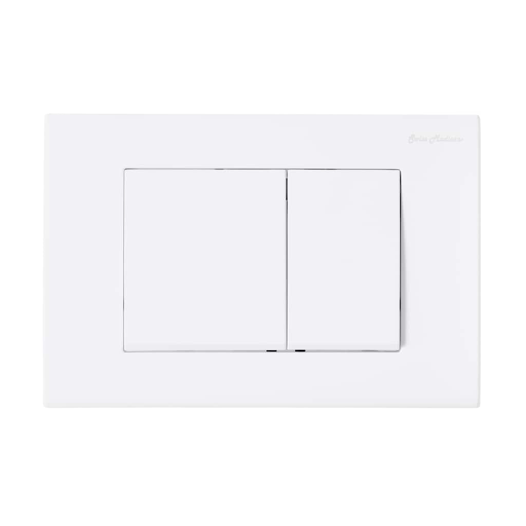 Wall Mount Dual Flush Actuator Plate With Square Push Buttons In Matte White - 9.65" x 6.5" 0.45"