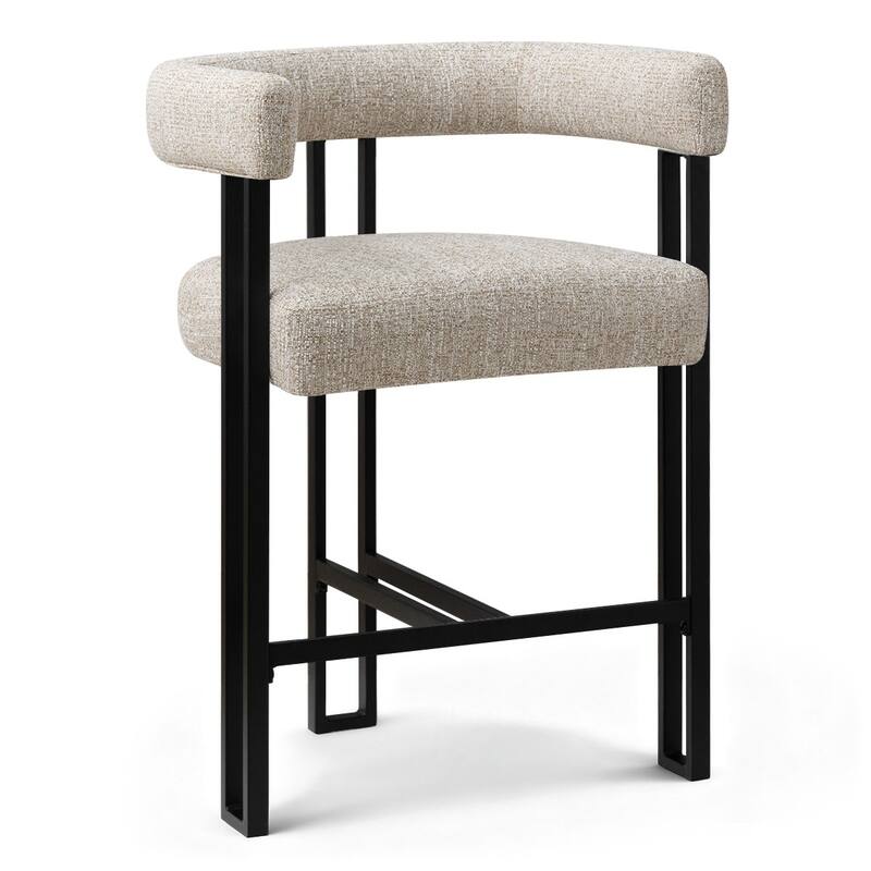 24" Seat Height Upholstered Tweed Solid Back Counter Stool(Set of 4) - Set of 4