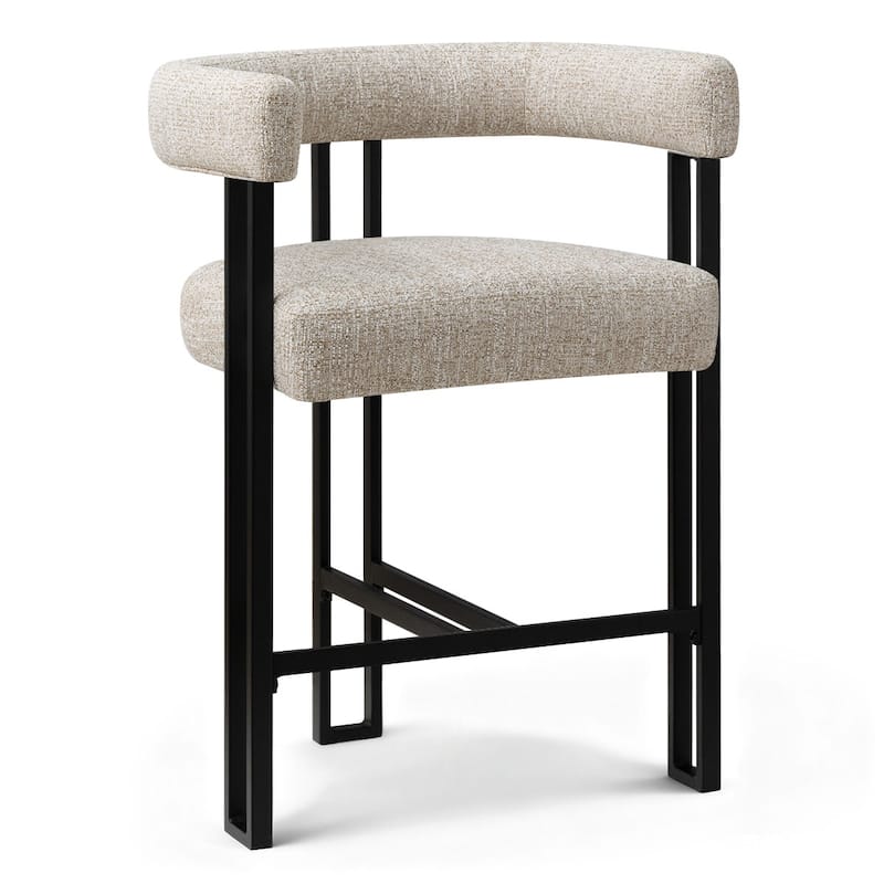 24" Seat Height Upholstered Tweed Solid Back Counter Stool