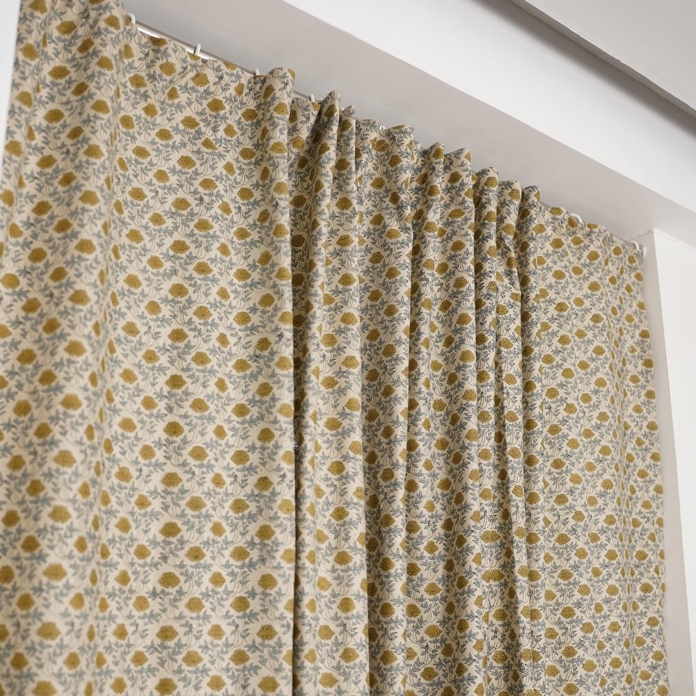 Fabdivine Floral Soft Linen Blend Fabric Kitchen Living Room Window Home Accent Décor Curtain