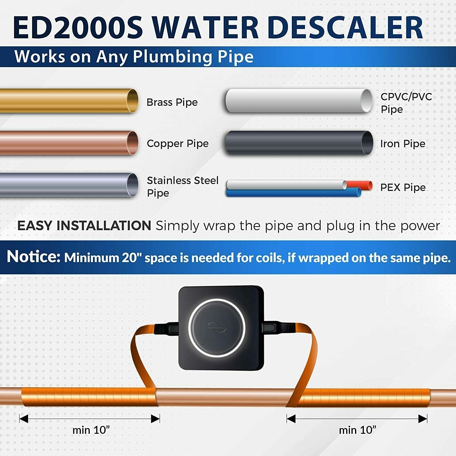 iSpring ED2000 Whole House Water Descaler , Conditioner