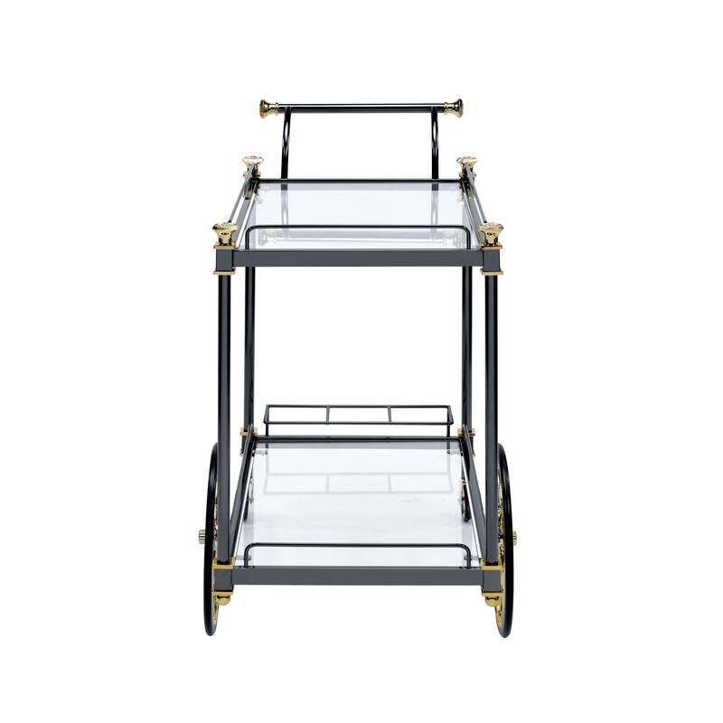 Cyrus Clear Glass & Black/Gold Finish Serving cart