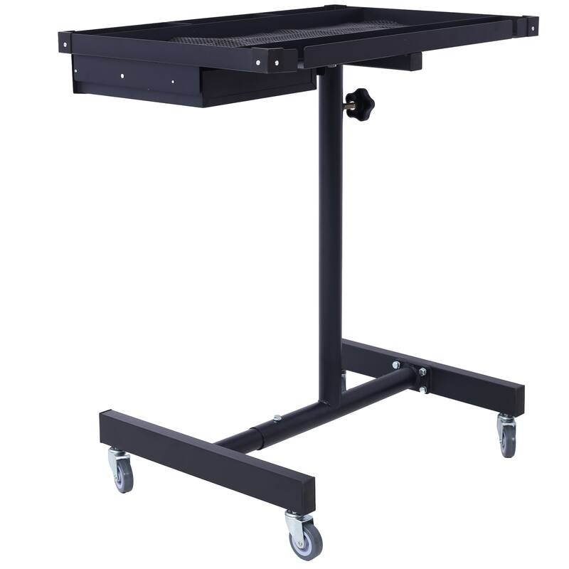 Adjustable Tear Down Work Table with Drawer for Garages, 2.5" Swivel Casters, 220 Pound Capacity, Rubber Corners, Heavy Duty