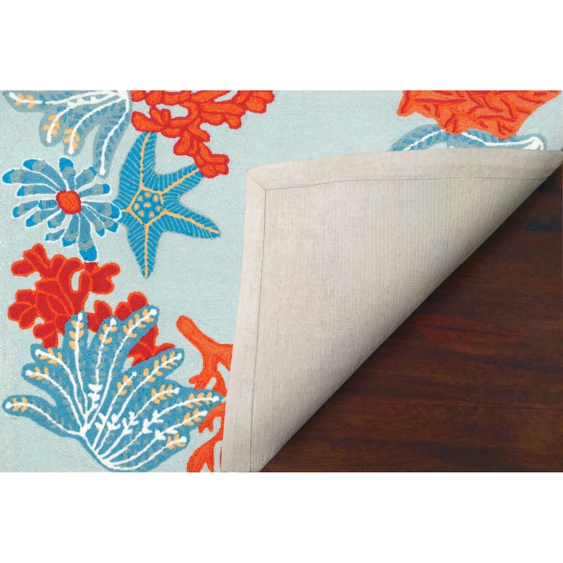 Liora Manne Ravella Ocean Scene Indoor/Outdoor Rug Aqua - 2' x 5'
