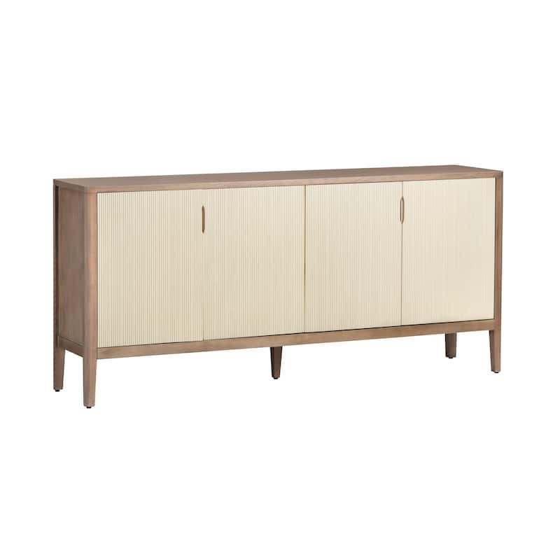74 in. Brown Solid Wood 4 Door Media Credenza_Sideboard