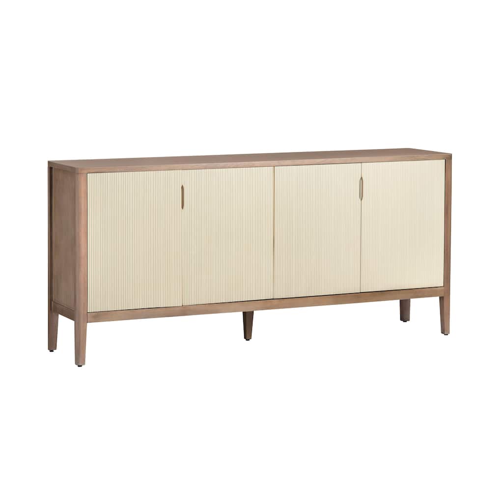 74 in. Brown Solid Wood 4 Door Media Credenza_Sideboard