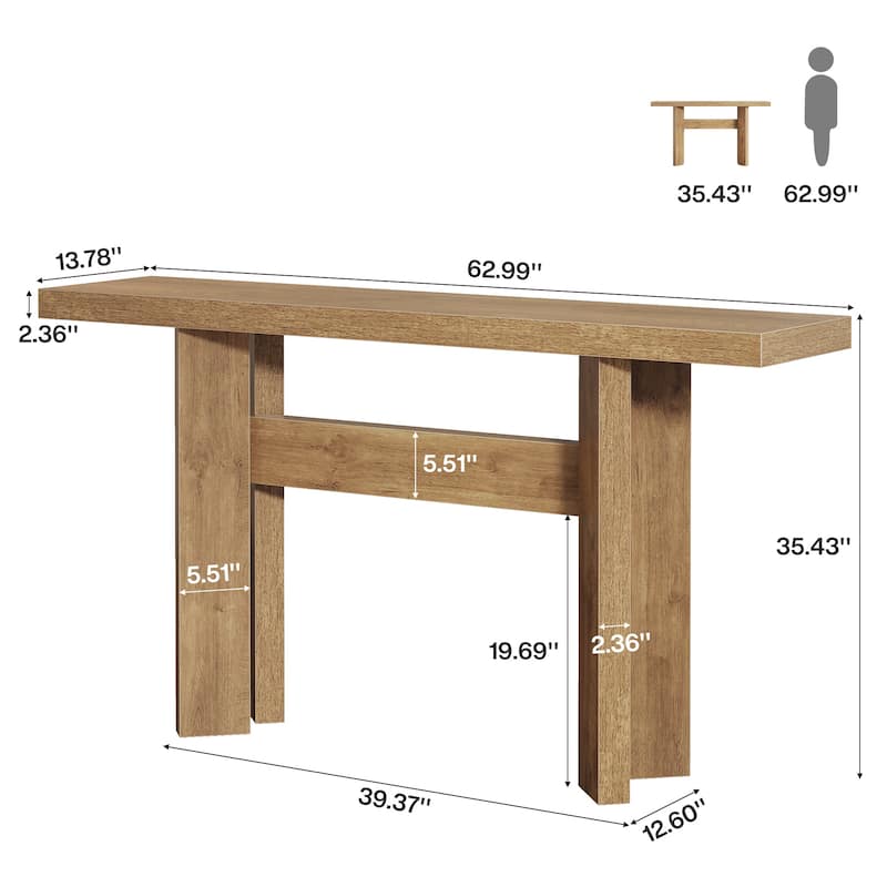 Long Wooden Sofa Table Behind Couch