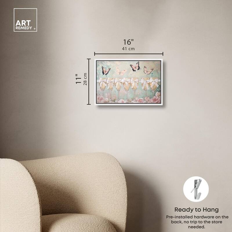 Champagne Mint and Pink Glass Canvas by Art Remedy