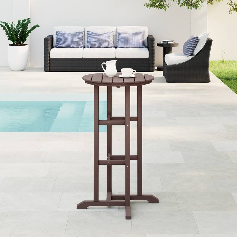 Polytrends Laguna Hdpe All Weather Outdoor Patio 24" Round Bar Bistro Table - Dark Brown